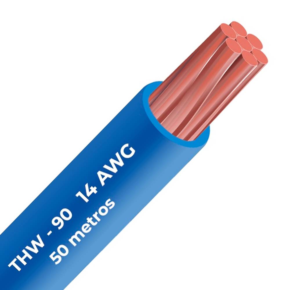 Cable THW-90 450/750 V 14 AWG Celsa azul 50m