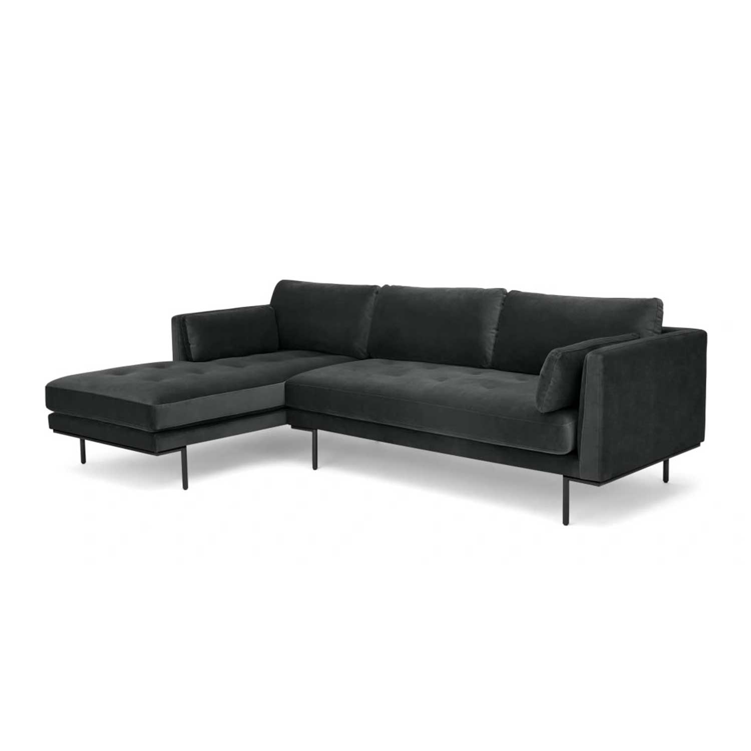 Sofá Esquinero con Chaise Longue a la Izquierda Harlow Yolodecoro Gris Medianoche