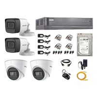 Kit 4 Cámaras de Seguridad Hikvision con Audio Incorporado Full HD 1080p