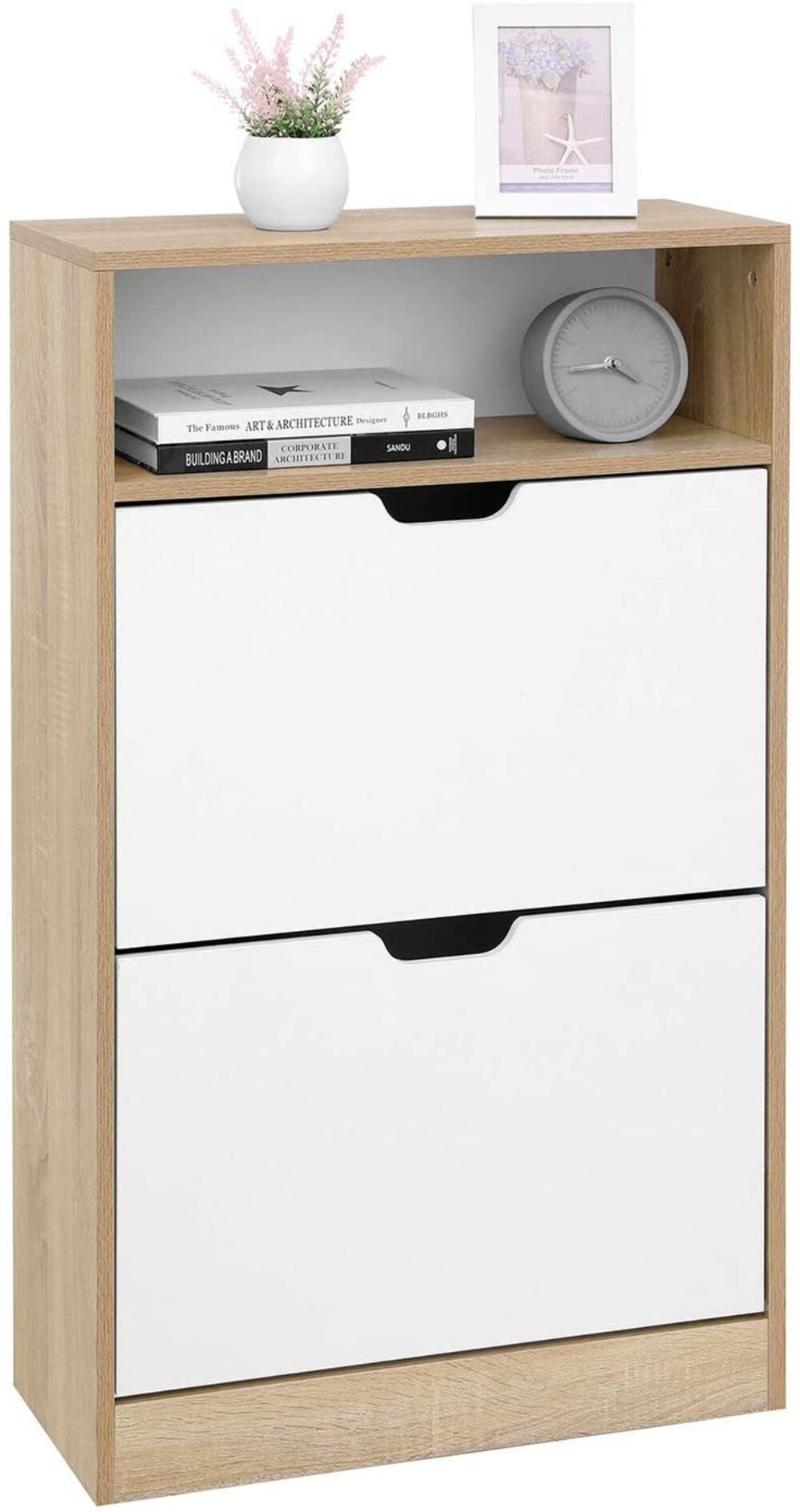 Zapatera Moderna María color Blanco con 2 compartimientos