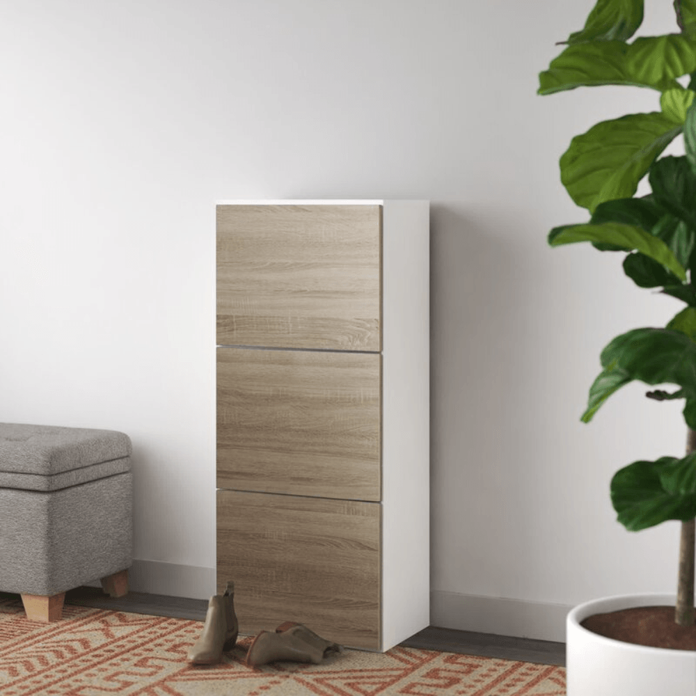 Zapatera Moderna Dua 3 Compartimientos Blanco y Duna