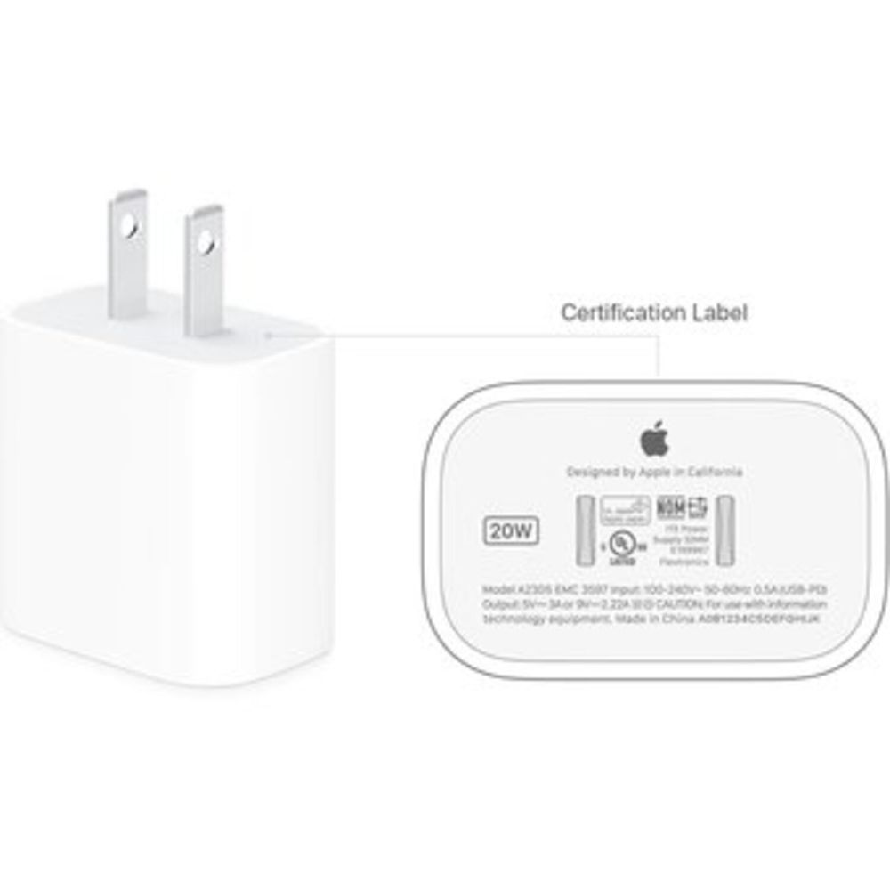 Cargador Apple de Carga Rápida USB C de 20W + Cable Lightning a USB C 1m -  Promart