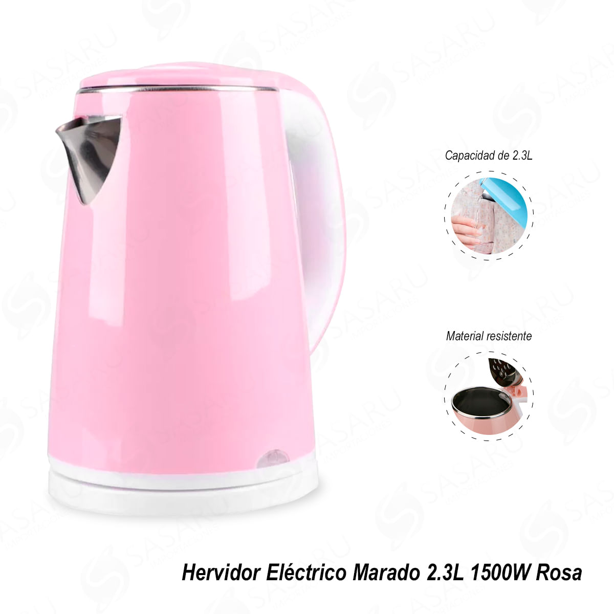 Hervidor eléctrico Rojo 1.8 litros 1500W Holstein - Promart