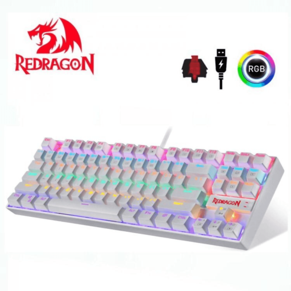 Teclado Redragon K552W-RGB KUMARA WHITE, Switch Rojo, Español