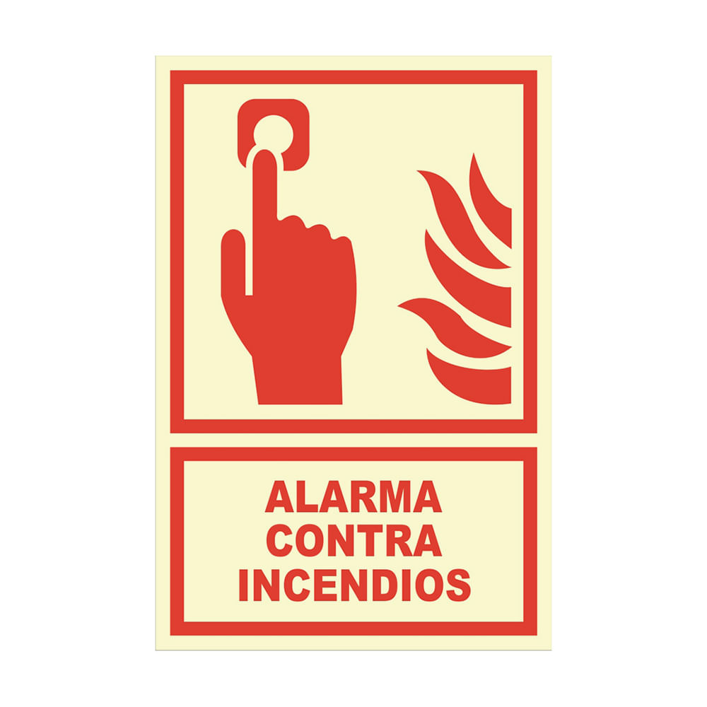 Señal de Alarma Contra Incendios Fotoluminiscente 20x30cm