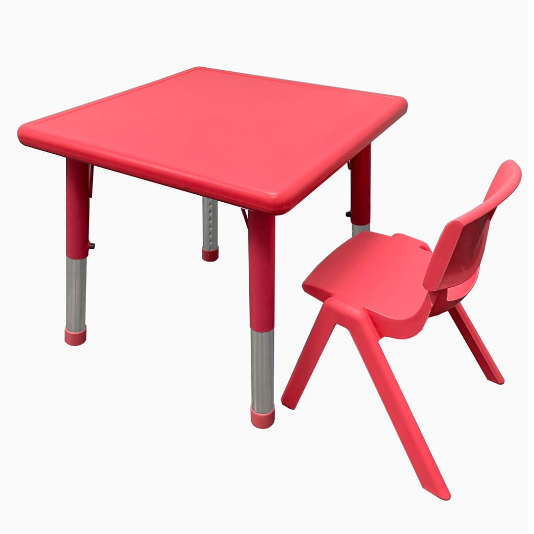 Mesa infantil de altura regulable + 1 silla roja