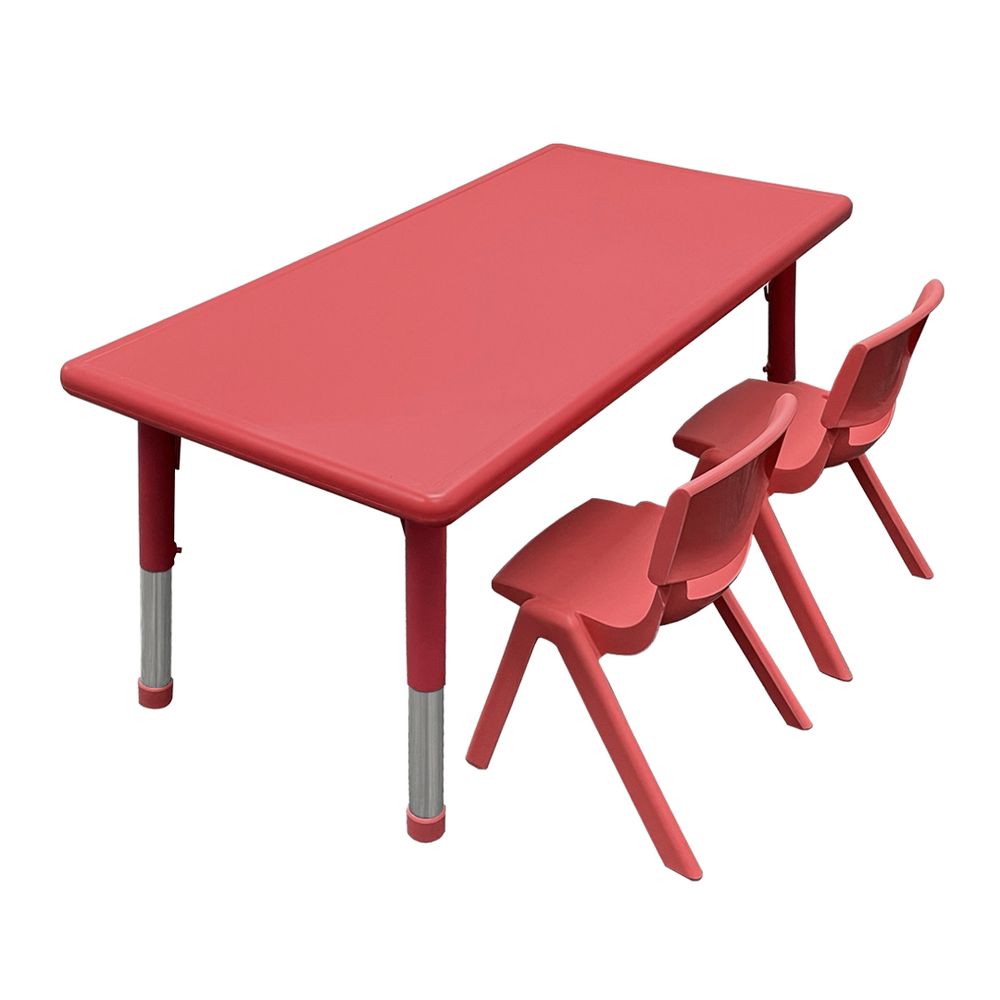 Mesa rectangular plástica roja - altura regulable