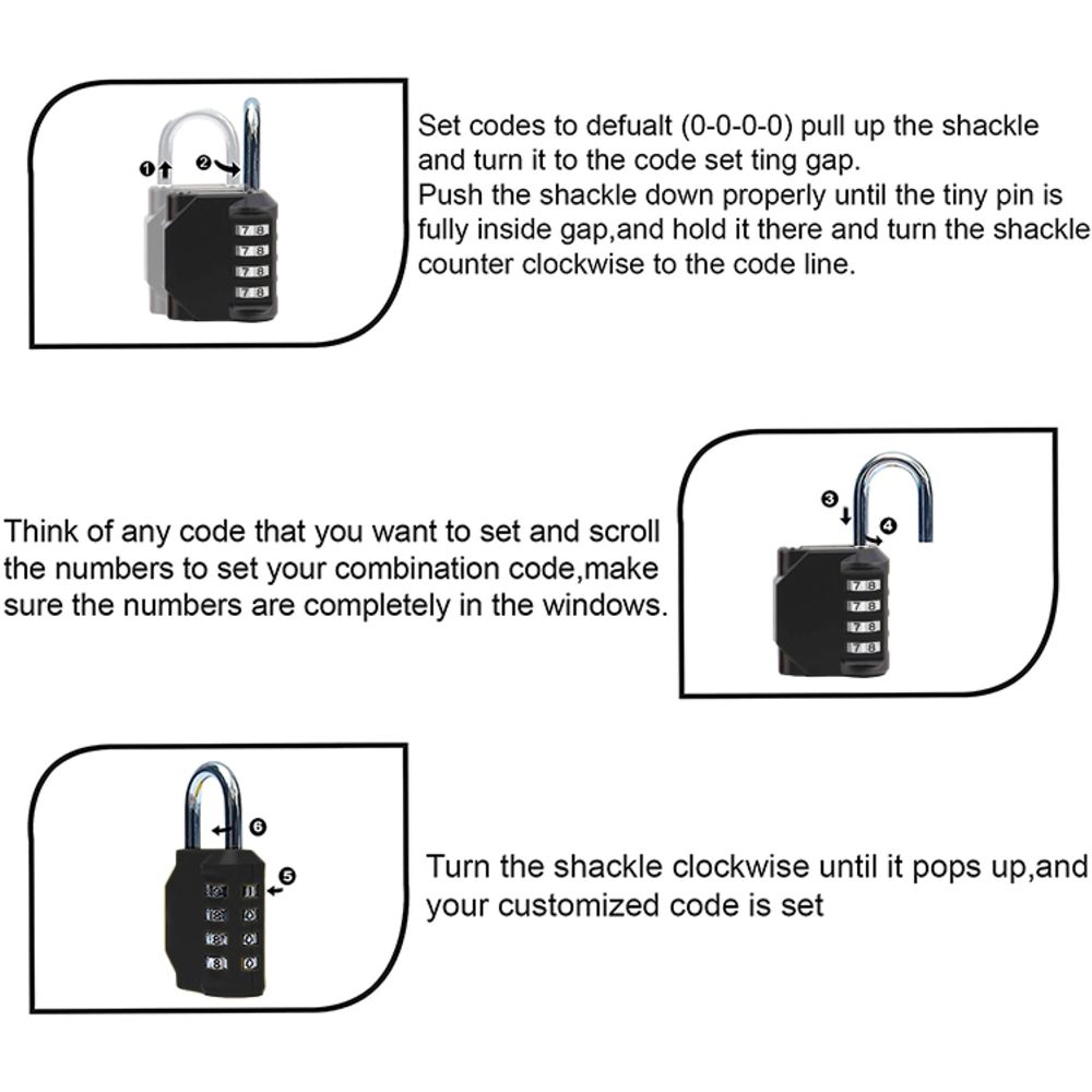 Candado con Clave de 4 Dígitos Negro Promart