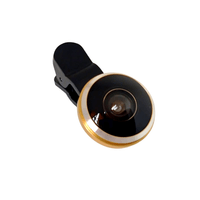 Lente Universal para Celular C/ Clip Fisheye Ojo de Pez 235° Dorado