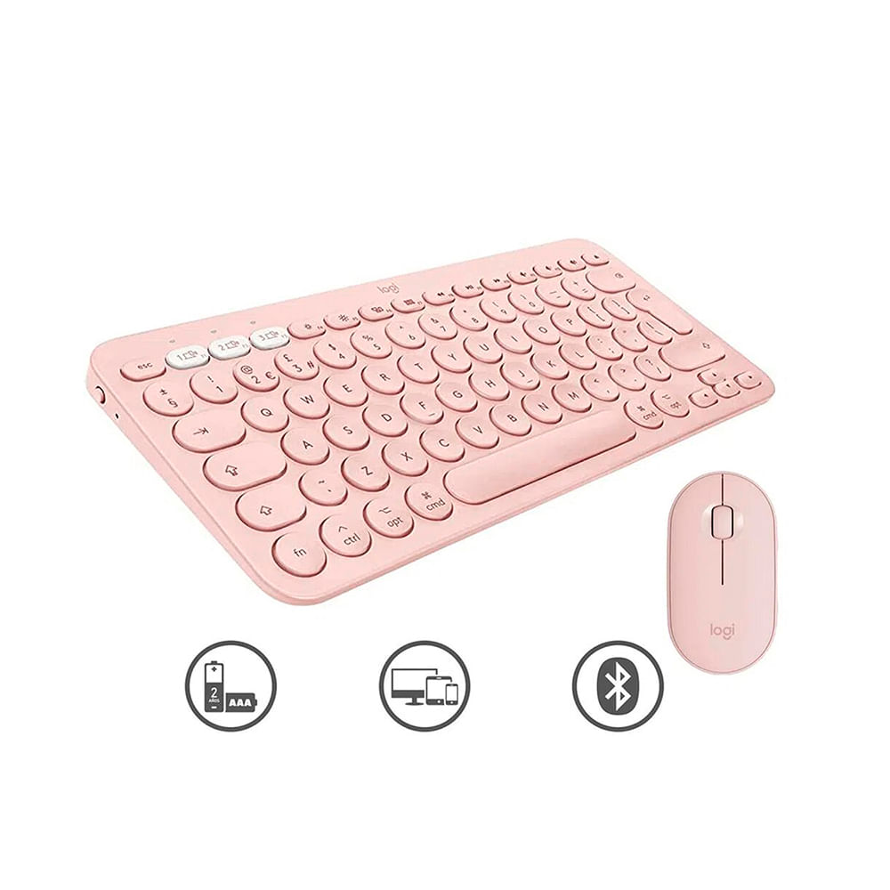 Kit Teclado Logitech K380 Bluetooth Mouse Pebble M350 Rosa Promart