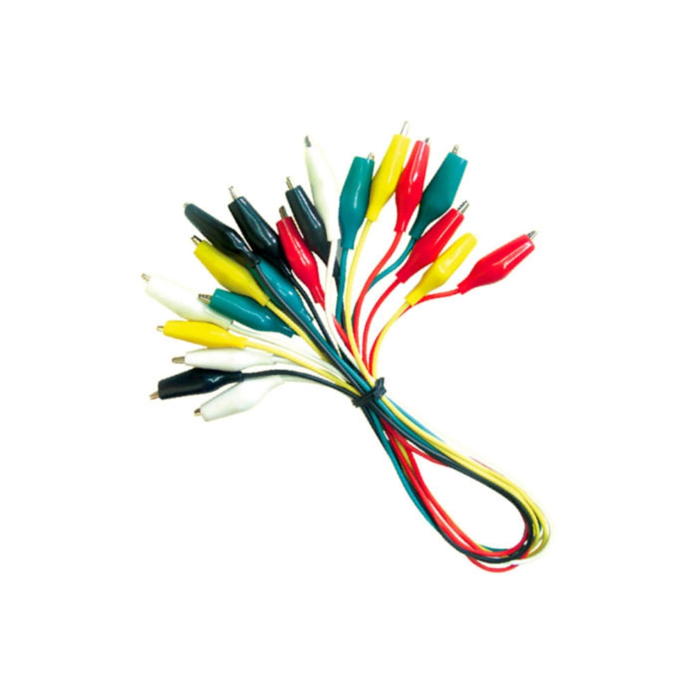 Set de 10 Cables Cocodrilos Opalux Varios Colores de 15cm Aprox