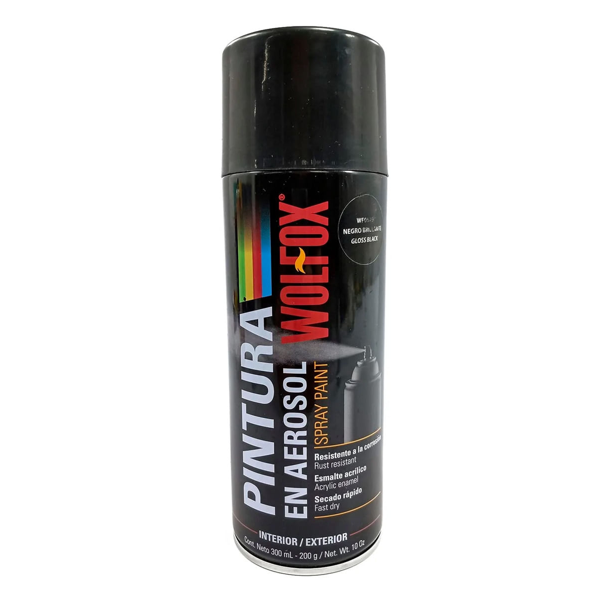 Pintura spray aerosol Wolfox WF0679 Negro brillante de 300 ml