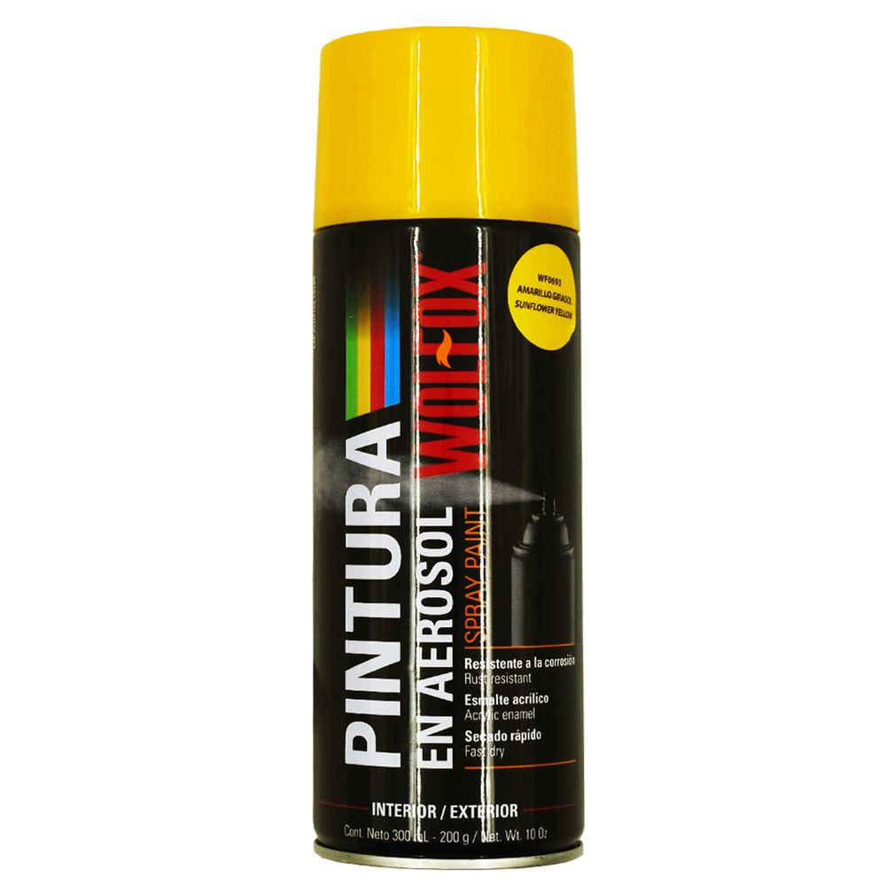 Pintura spray aerosol Wolfox WF0693 Amarillo girasol de 300 ml - Promart