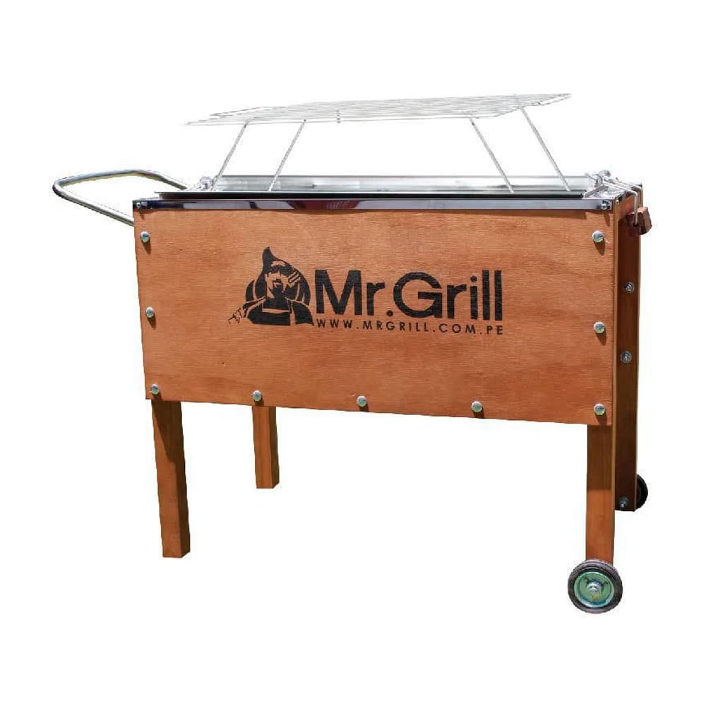 Caja China Mediana  Premium Acero Inox + Parrilla De Varillas + Guantes Parrilleros De Alta Temperatura + Carbon + Kit Sal Maras