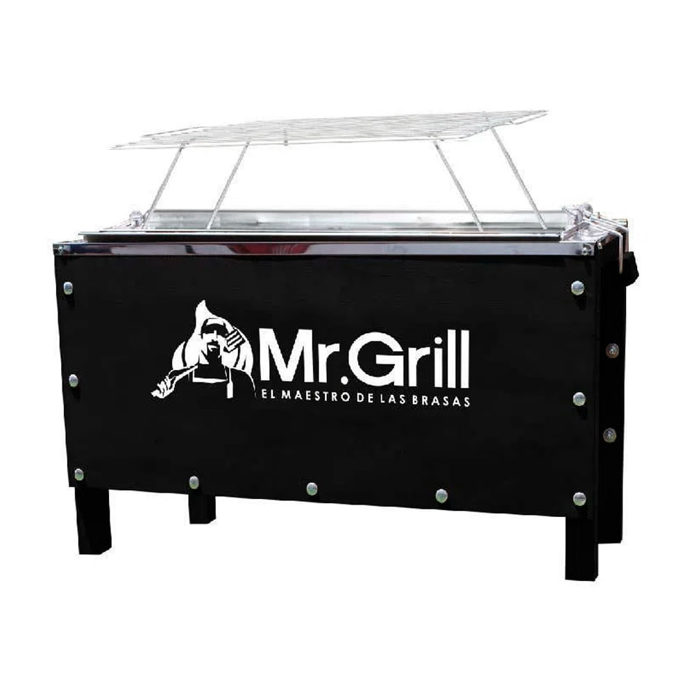 Caja China Mediana Sr Acero Galvanizado + Parrilla De Varillas+ Mandil + Guantes + Carbon