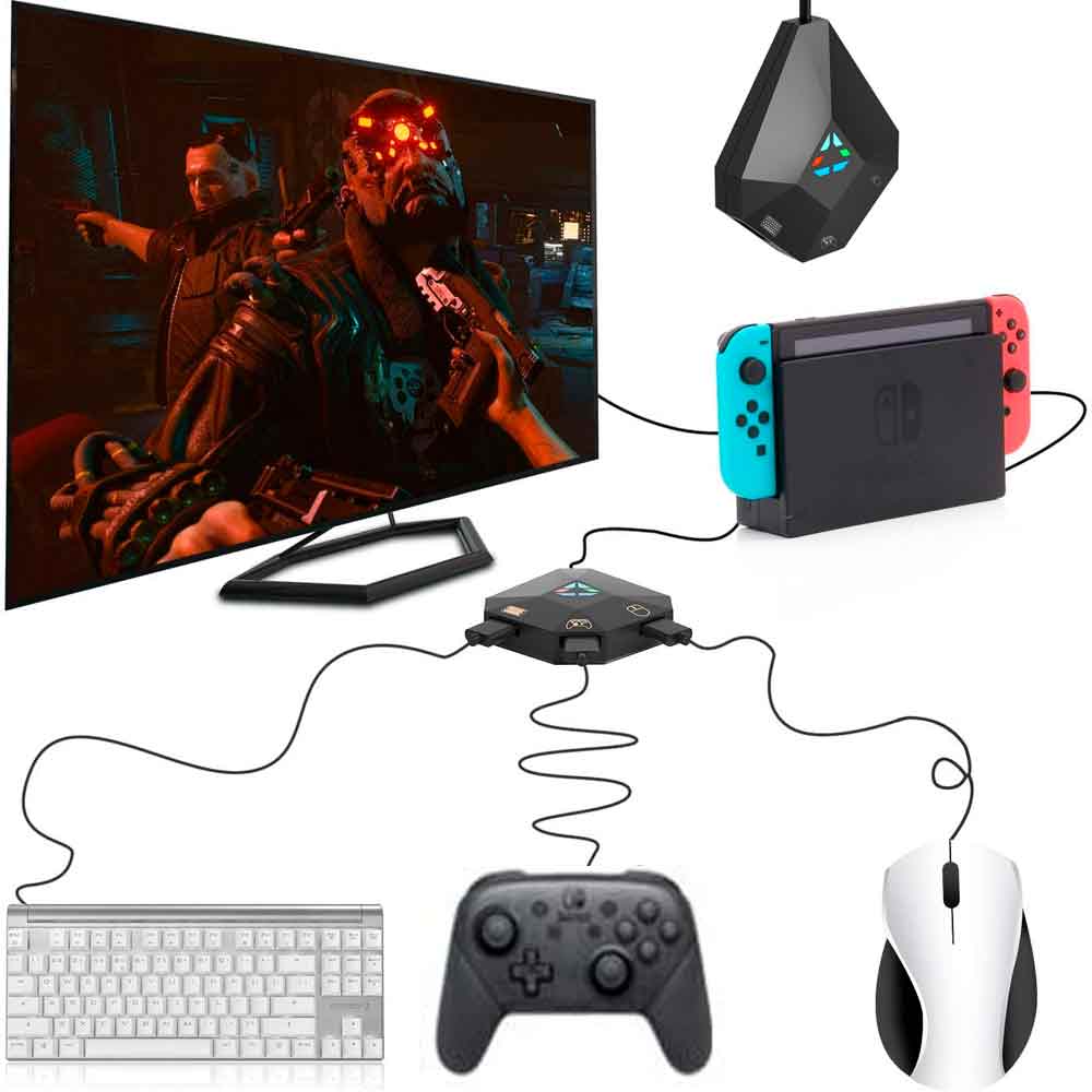 Adaptador de Teclado Mouse para Nintendo Switch Oled, PS4, PS3, Xbox One/360 dobe