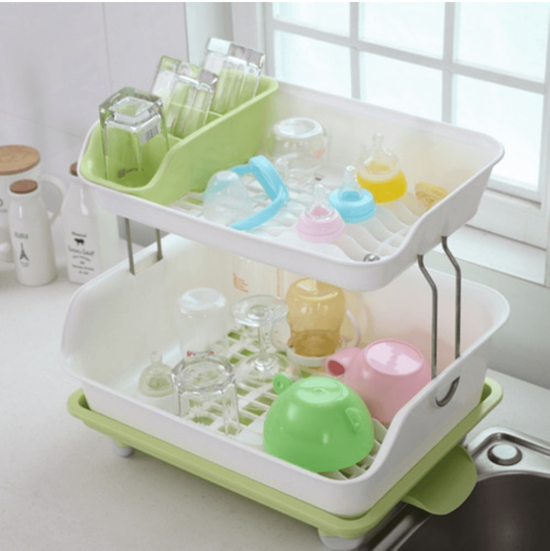 Escurridor de Platos de Plástico Doble Nivel