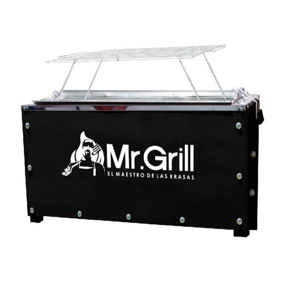 Caja China Mediana Mr. Grill Sr Acero Mixta + Parrilla + Soplador de Mano