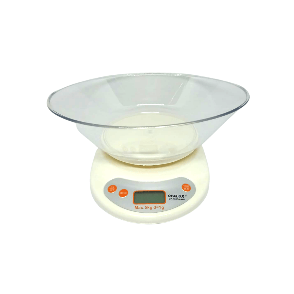 Balanza Digital Gramera para Cocina Opalux 1g a 5kg Blanco
