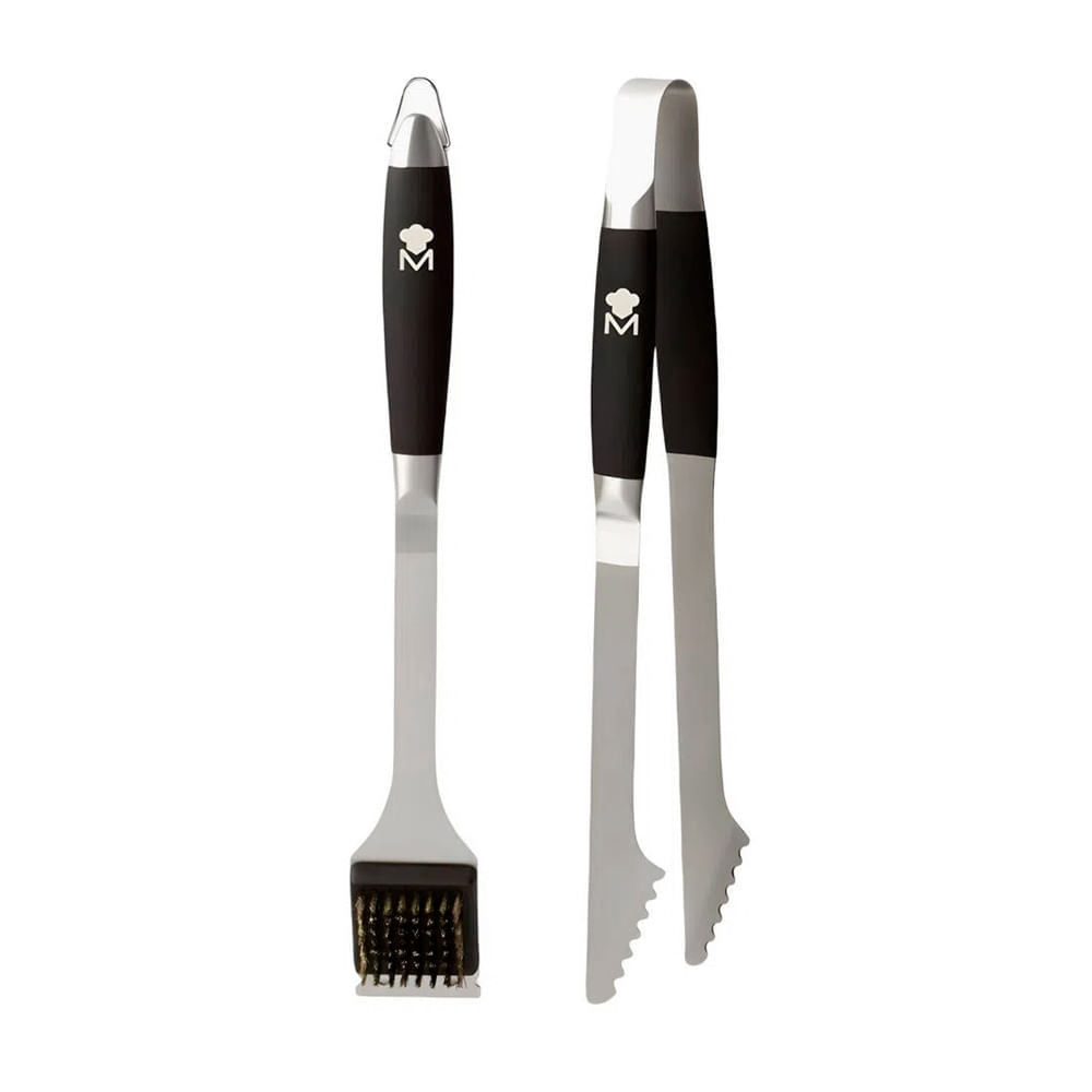 Set de Utensilios para Parrilla 2 Piezas Pinza Y Cepillo Masterpro Foodies Collection Ac.Inoxidable
