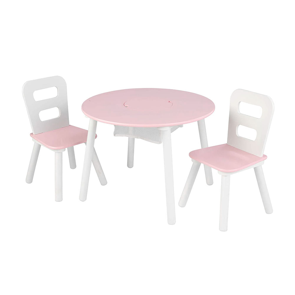 Set infantil mesa + 2 sillas Blanco y Rosa Orange