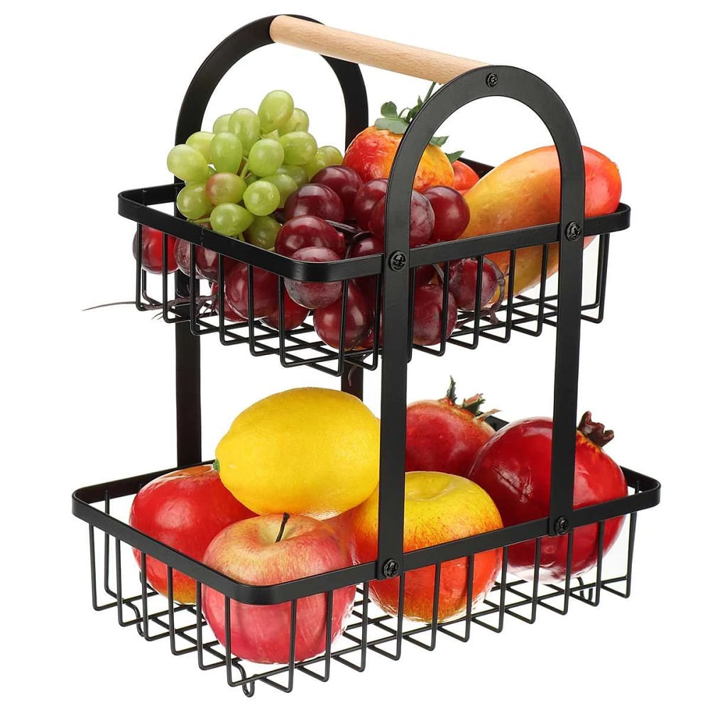 Cesta De Almacenamiento De Frutas Y Verduras De 2 Niveles Promart 7597