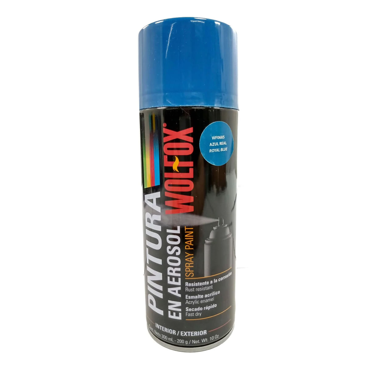 Pintura spray aerosol Wolfox WF0685 Azul real de 300 ml