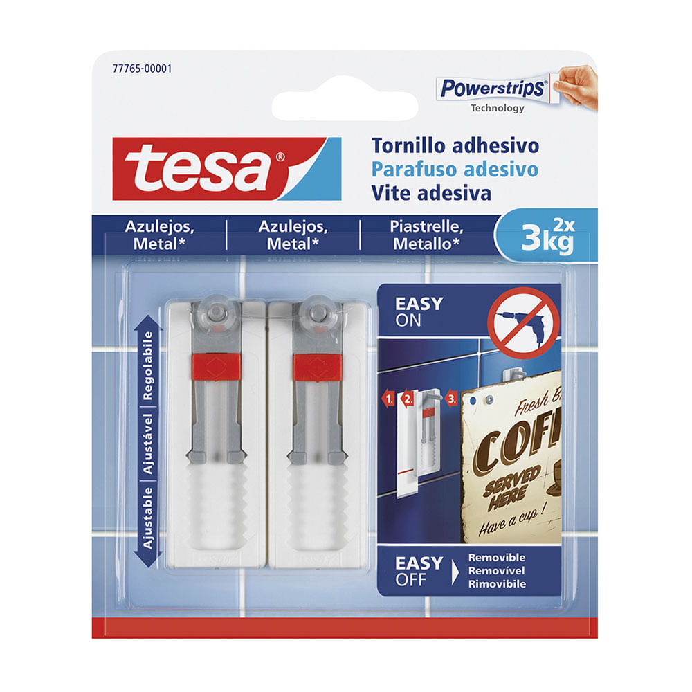 Tornillo adhesivo ajustable mayólica azulejo 3kg x 2 unidades Tesa