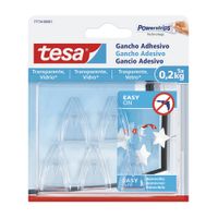 Gancho adhesivo deco transparente 0.2kg x 5 unidades Tesa