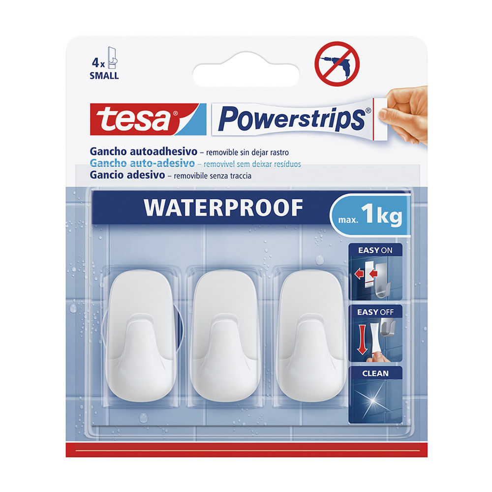 Gancho resistente al agua ovalado Blanco x 3 unidades Tesa