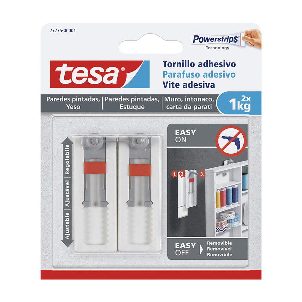 Tornillo adhesivo ajustable para pared 1kg x 2 unidades Tesa