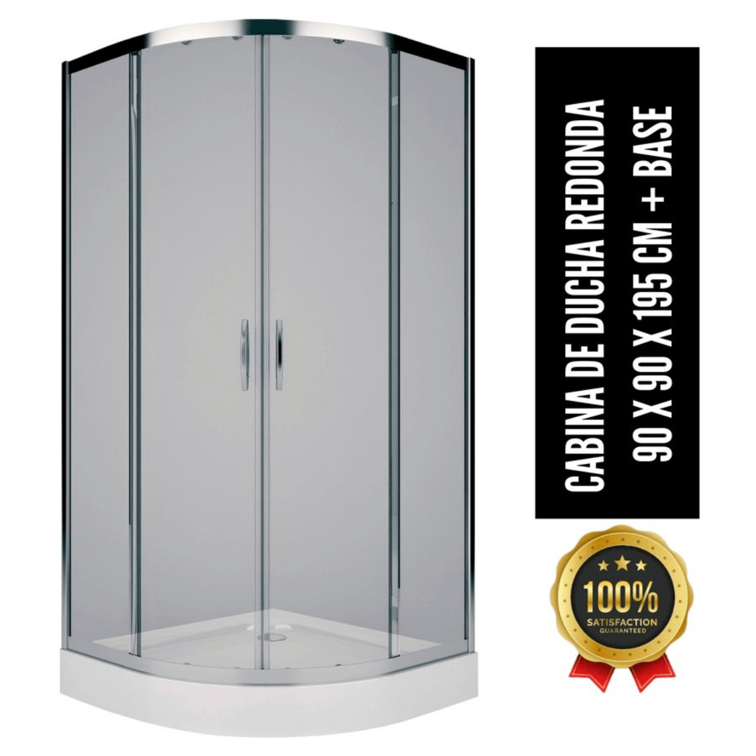 Cabina de Ducha XM Redonda Gris con Base