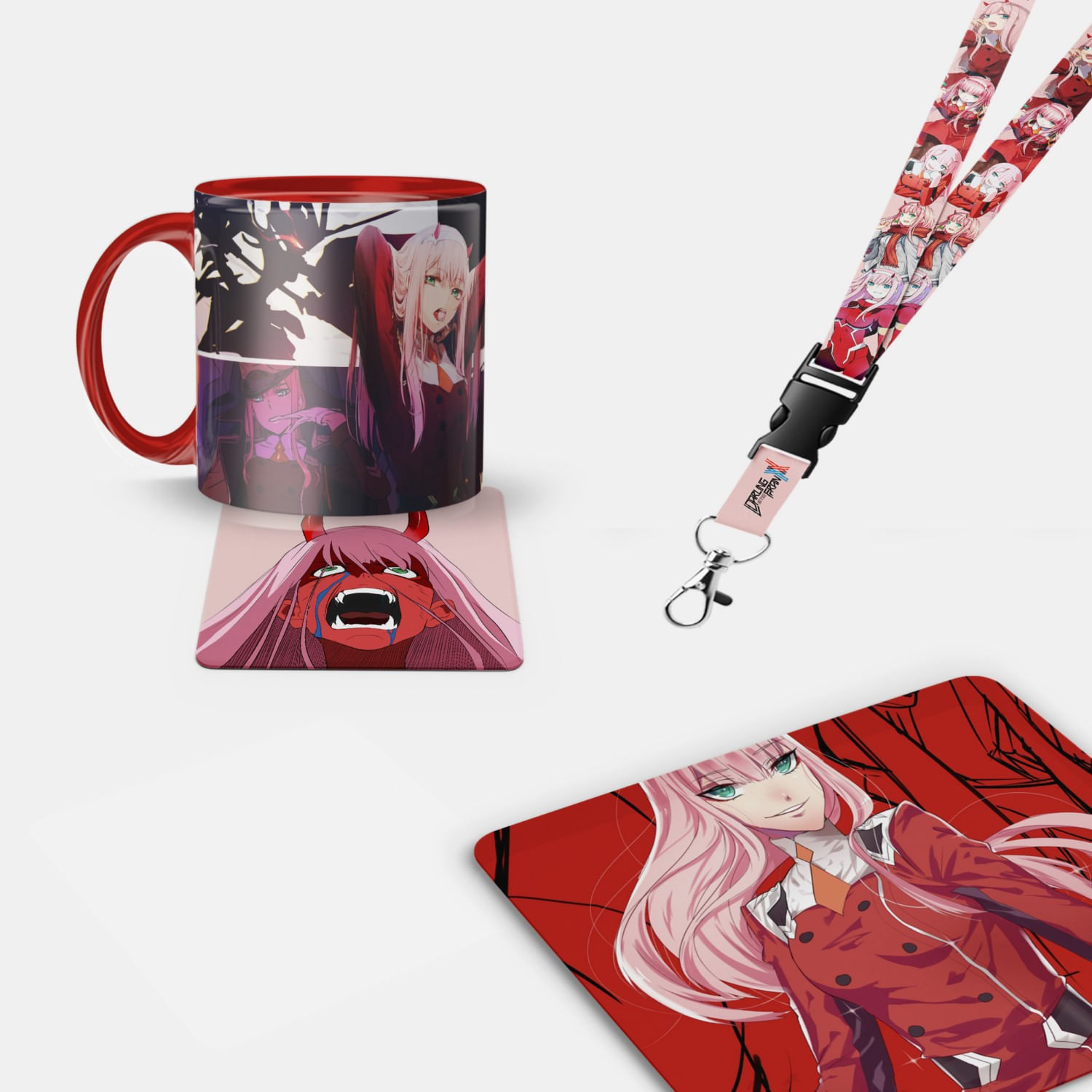 Pack Zero Two Darling in the Franxx: Taza, Mouse Pad, Lanyard, Posavaso