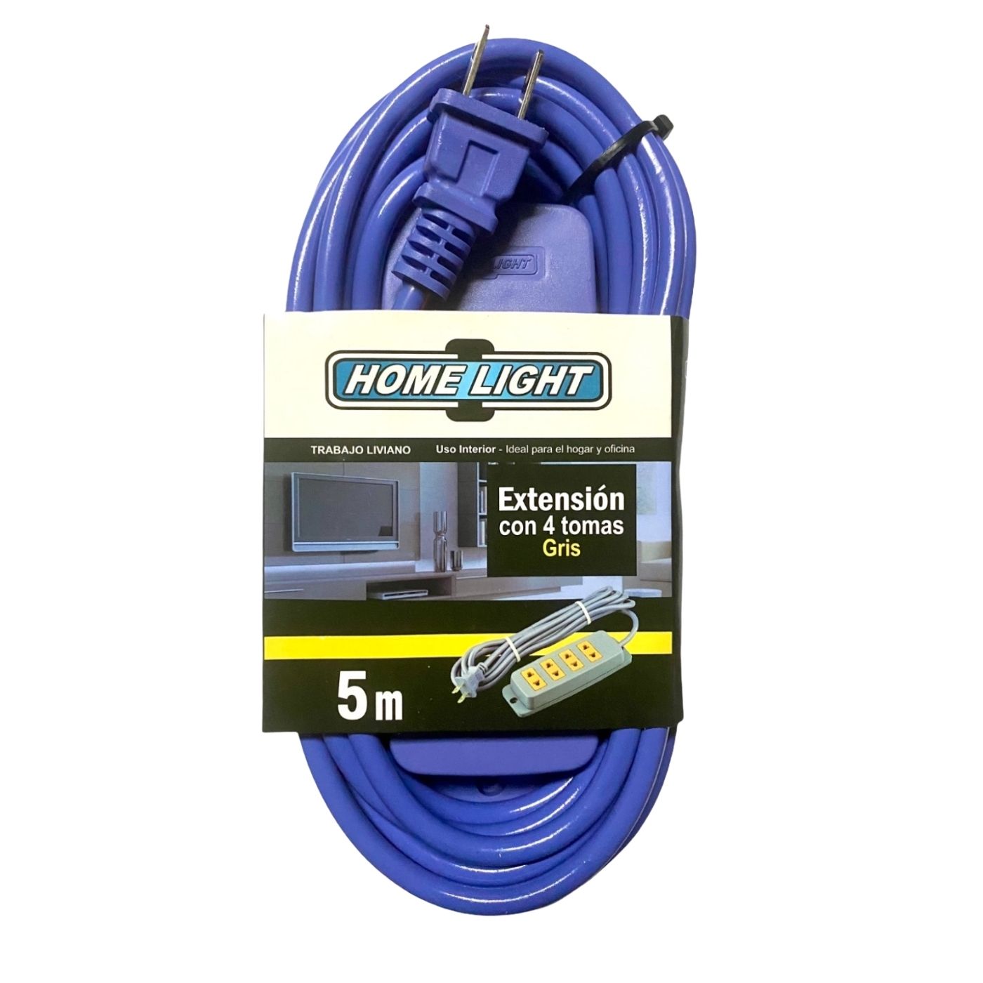 Extensión de 5 Metros x 4 Tomas Home Light - Gris 046392