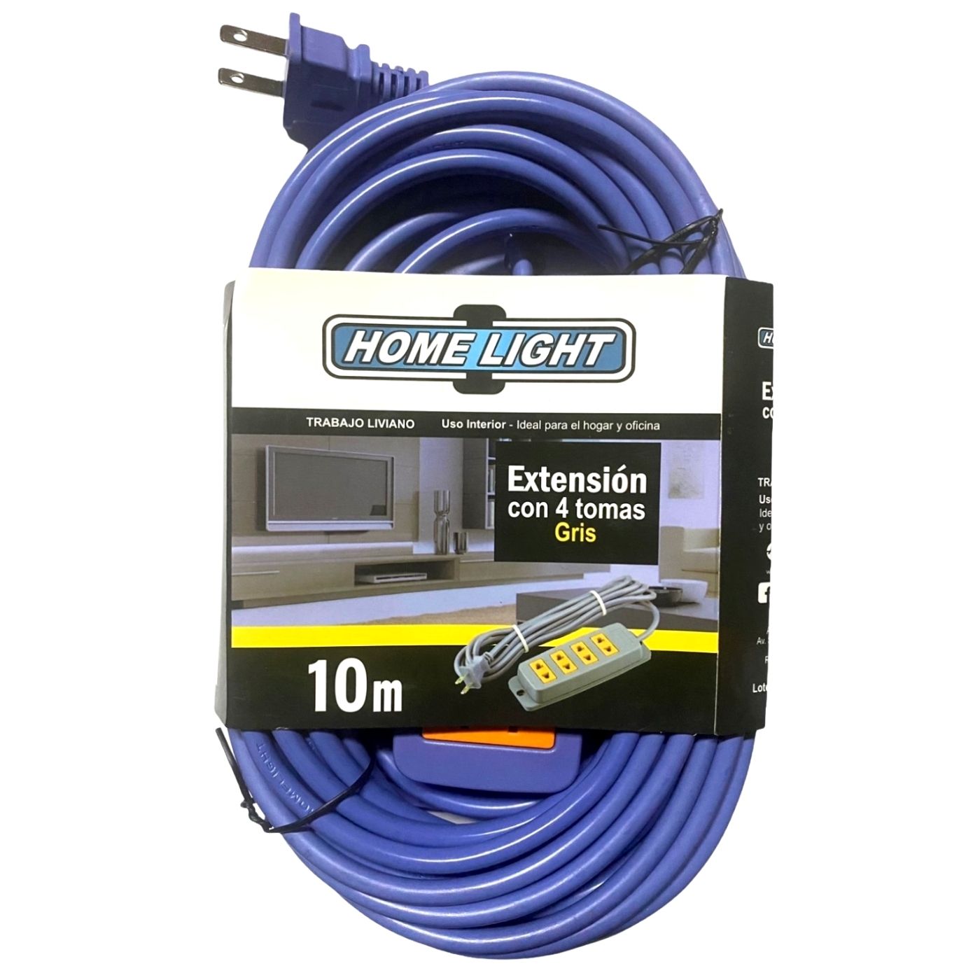 Extensión de 10 Metros x 4 Tomas Home Light - Gris 046393