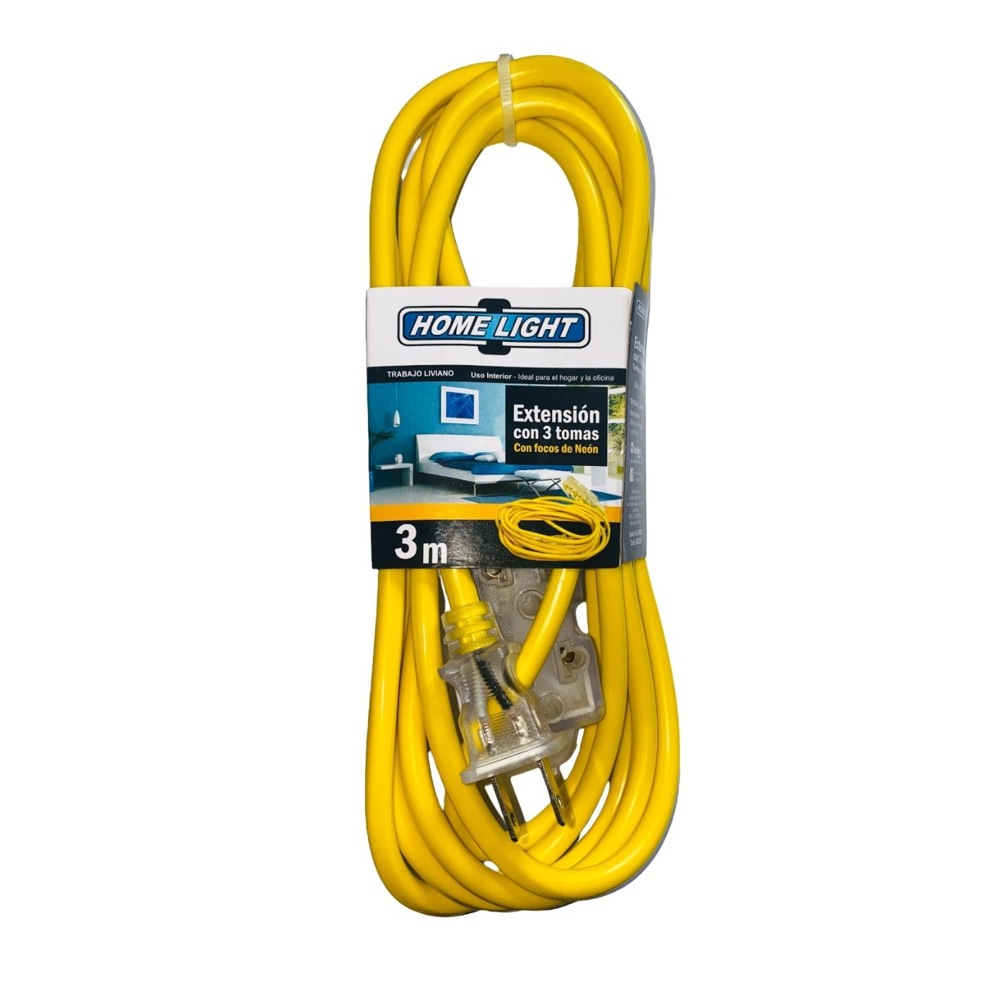 Extensión de 3 Metros x 3 Tomas Home Light - Amarillo 046298