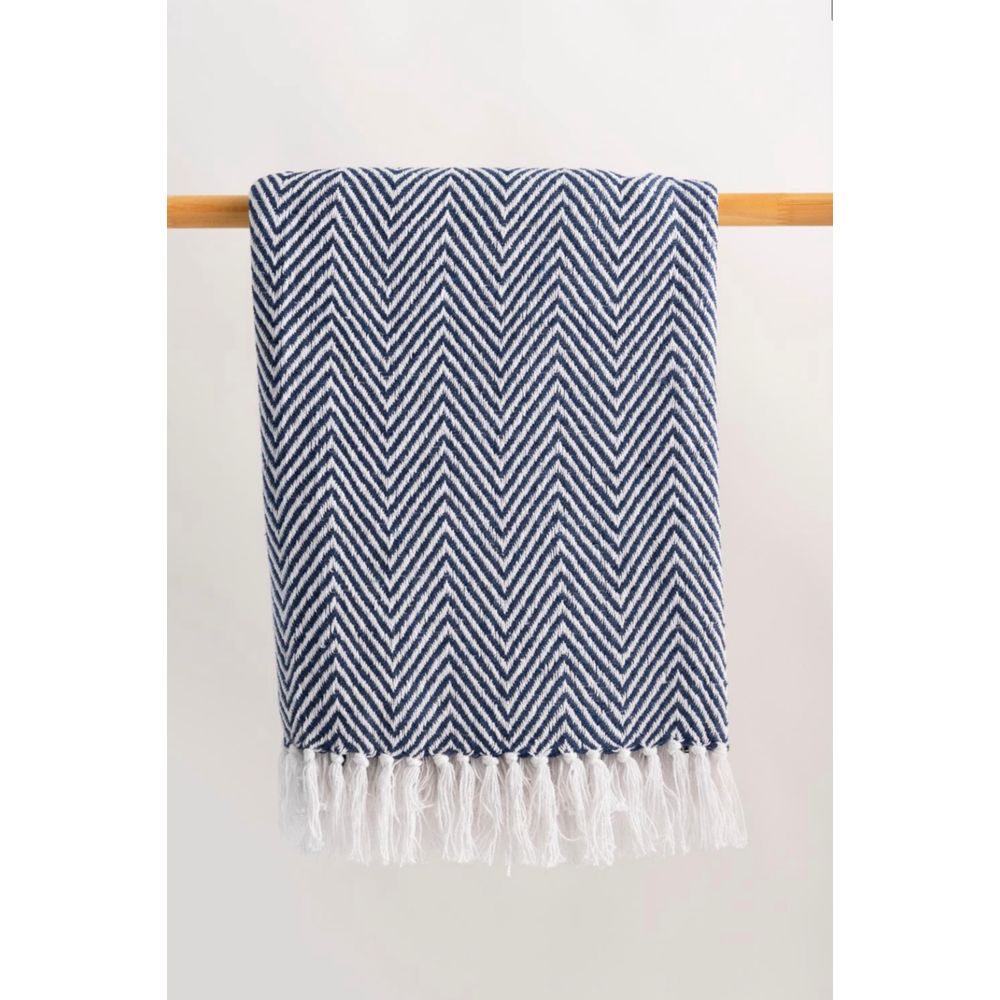 Manta El Cuarto de Baño Rivas - Azul y Blanco - Promart