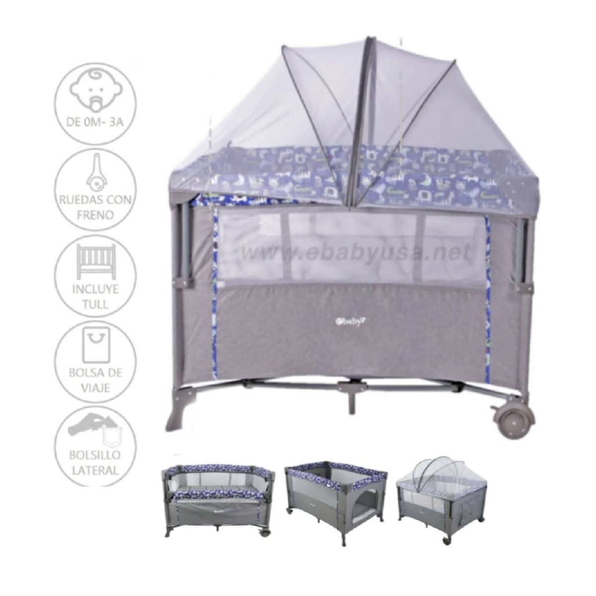 Cuna Corral Ebaby Nala 751 Azul