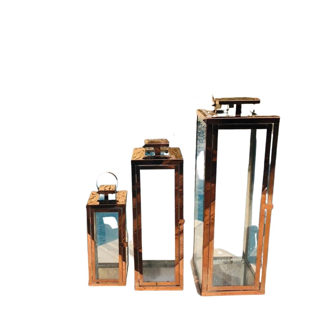 Farol De Metal Rose Gold Set De 3 HL1082