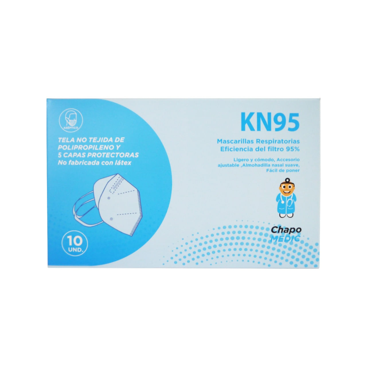 Mascarilla KN 95 Color Blanco Chapomedic - Caja 10 UN