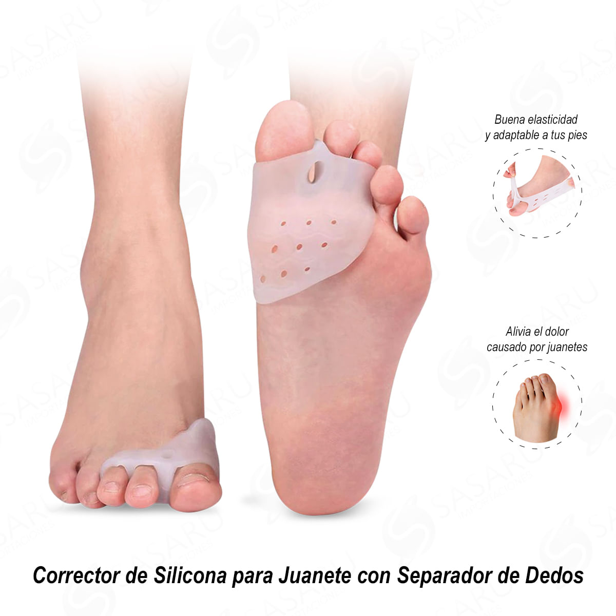 Corrector de Silicona para Juanete con Separador de Dedos