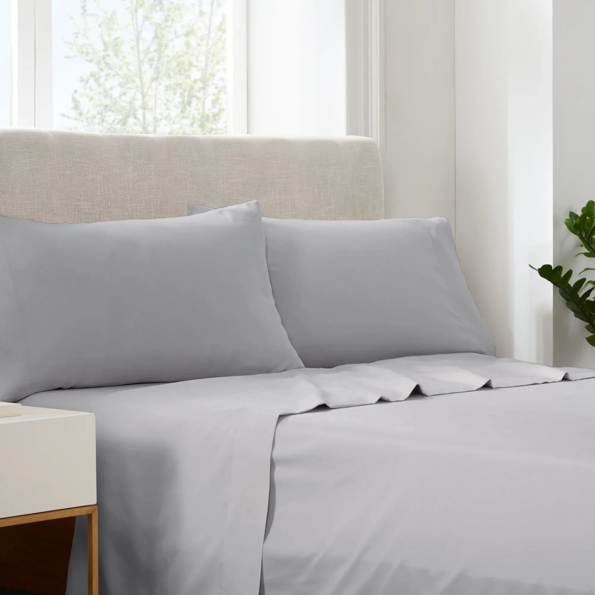 Set Sábanas 1800 Hilos King Home Brands Gris Claro