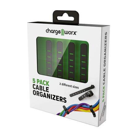 Organizador de cables Chargeworx 5 pack Negro - Promart
