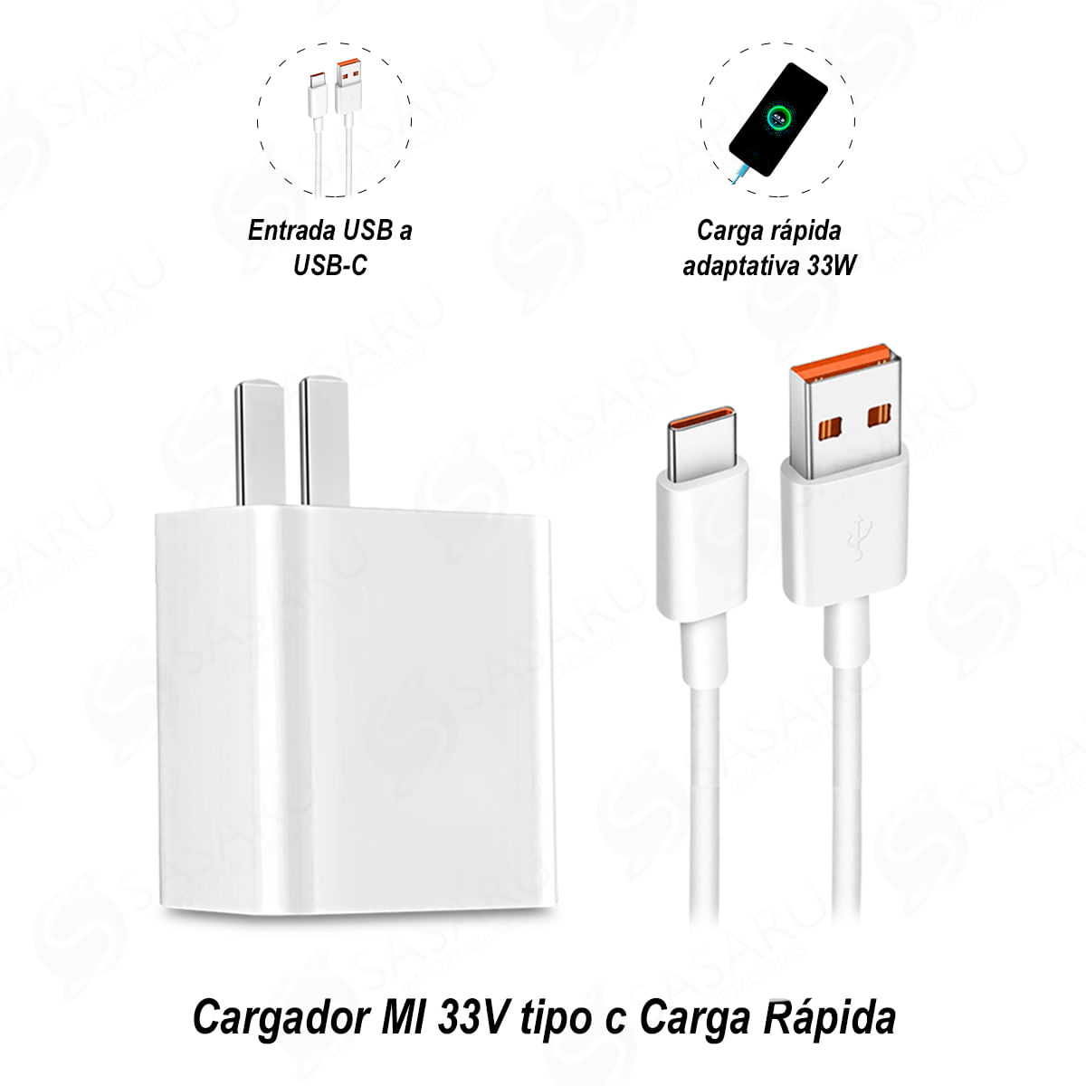 Cargador XIAOMI 33W + Cable Blanco - Promart