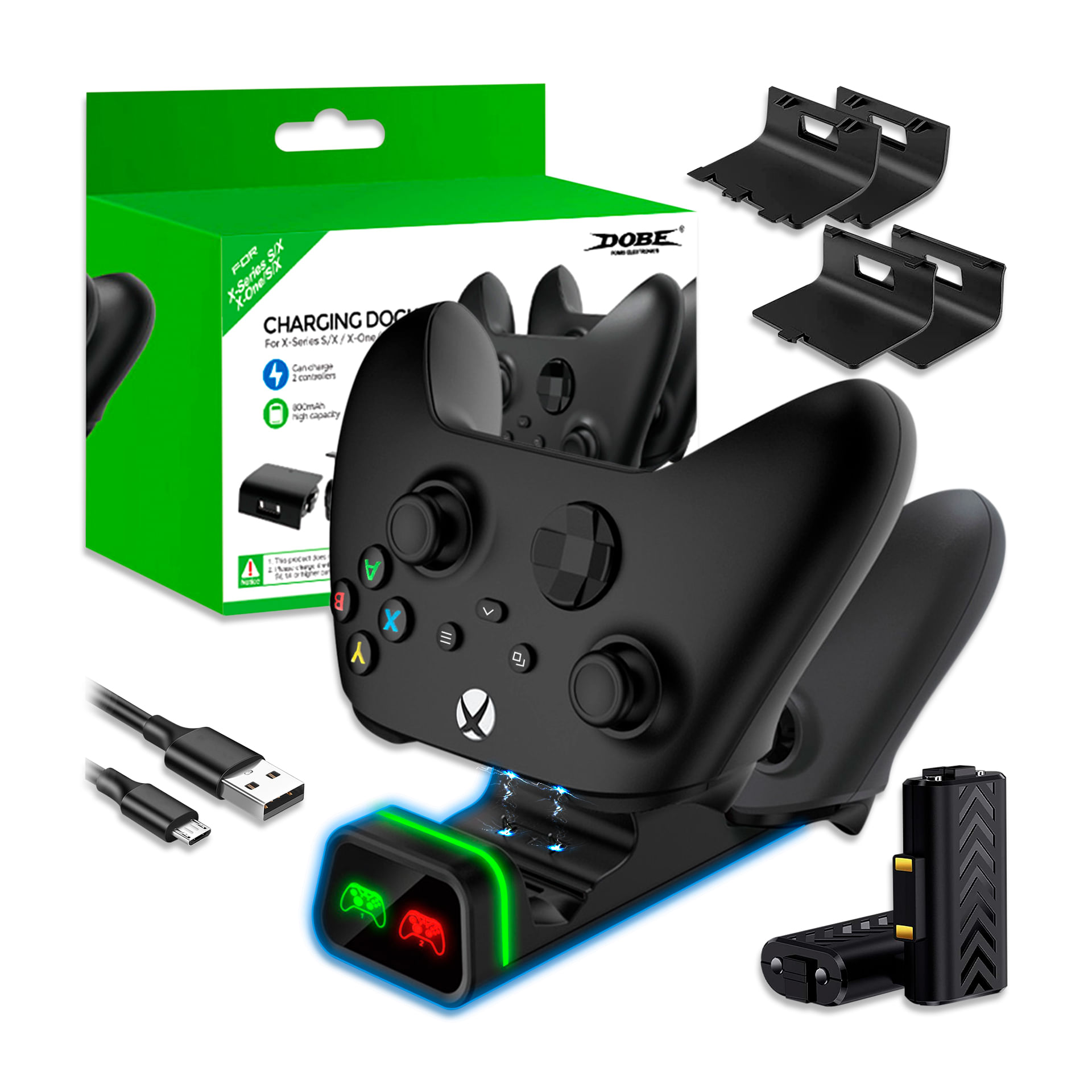 Base de Carga para Mandos Xbox Series X/S Xbox One/S/X + Baterías