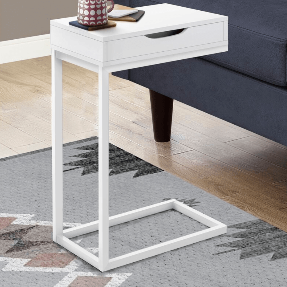 Mesa Auxiliar Velador Industrial Céline Blanco