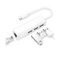 Adaptador de Red Tipo C a Rj45 LAN con 3 puertos USB 2.0 para Windows Mac