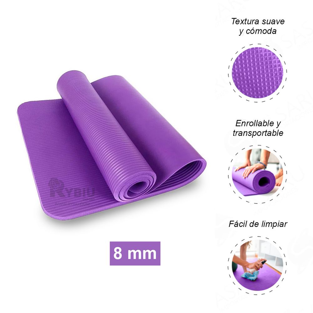 Esterilla para Pilates, Yoga, Fitness, colchoneta Antideslizante,  Morado/Rosa