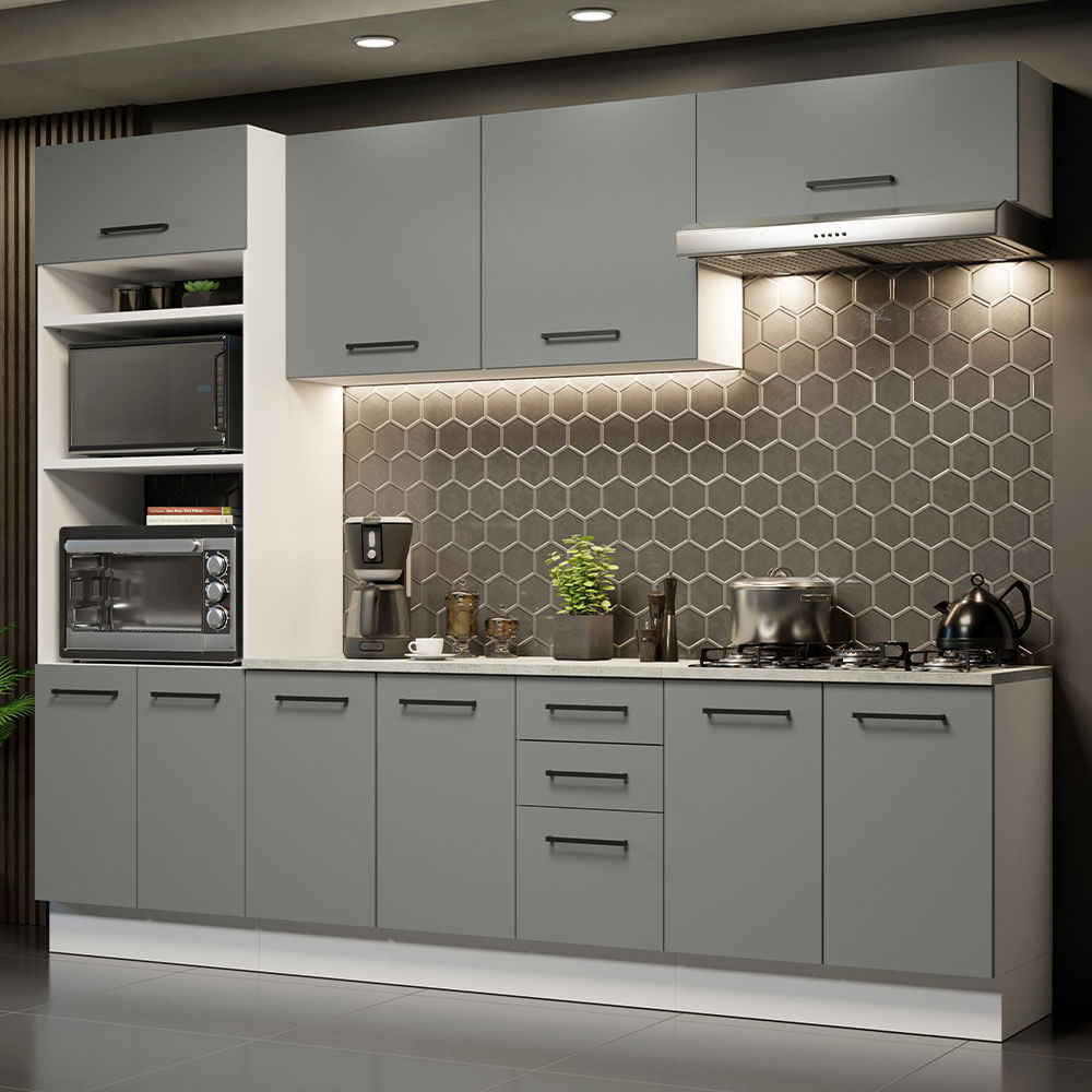 Mueble De Cocina Alacena Madesa Agata Con Tablero 270 Cm Gris