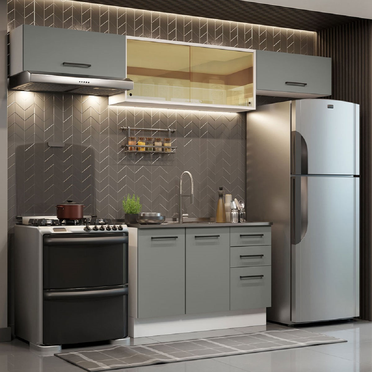 Mueble De Cocina Madesa Agata Sin Lavadero 280 Cm Gris